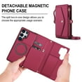thumbnail image 5 of ELEHOLD Case for Samsung Galaxy S25 Ultra, Detachable Magnetic Zipper Leather Wallet Case with RFID Blocking, Card Holder & Cash Slot, Wrist & Crossbody Strap,Red, 5 of 8