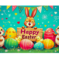 thumbnail image 4 of Cute Bunny Themed Happy Easter Banner Background Decorations for Easter Parties Photo Props Backdrop Party Supplies Easter Celebrations Spring Events, 4 of 4