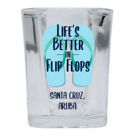 

Santa Cruz Aruba Souvenir 2 Ounce Square Shot Glass Flip Flop Design 4-Pack