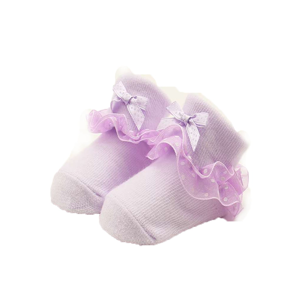 Maxcozy 1 Pair Baby Girls Socks Infant Lace Princess Ruffle Flowers Bowknot Dress Short Sock Suit Newborn,Toddler