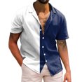 thumbnail image 1 of Camisas De Vestir Para Hombre Manga Corta Hombres Casual Manga corta Primavera Verano Turndown Neck 3D Impreso Camisas Moda Top Blusa Camisas (Blue, L), 1 of 4