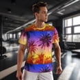 thumbnail image 3 of Wukai Palm Trees at Sunset Print Men's Short-Sleeved Mesh T-Shirt,Quick-Dry Short Sleeve Workout T-Shirt-5X-Large, 3 of 8