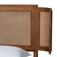 thumbnail image 5 of Baxton Studio Eridian Mid-Century Modern Walnut Brown Finished Wood and Natural Rattan Queen Size Platform Bed, 5 of 10