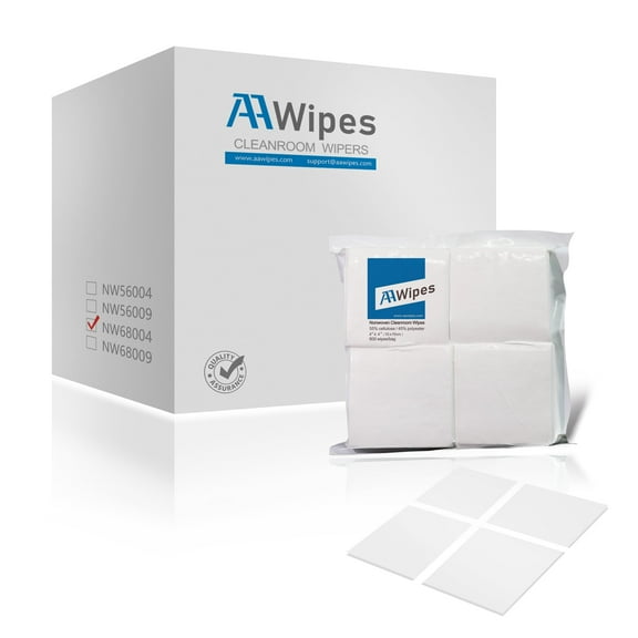 AAwipes Cleanroom Wipes, Cellulose/Polyester Blend, 4" x 4" (Starting at 1 Box 16,800 Wipes per 28 Bags, No. NW06804) Nonwoven Wipers for Lab, Electronics, Pharmaceutical, Printing, Semiconductor