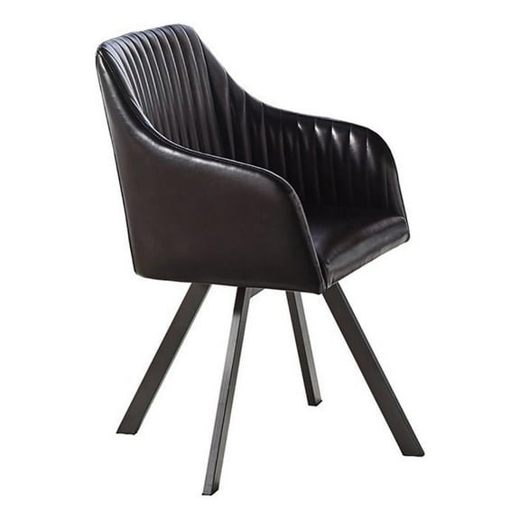 Arika Leatherette Upholstered Swivel Dining Arm Chair Black