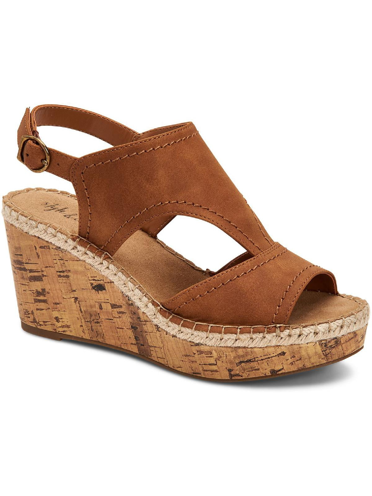 Style \u0026 Co. Ferann Womens Padded Insole Cork Wedge Sandals, Brown Nubuck