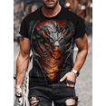 thumbnail image 4 of Camiseta de manga corta con estampado 3d de dragón para hombre, ropa de calle, cuello redondo, informal, Vintage, 4 of 5