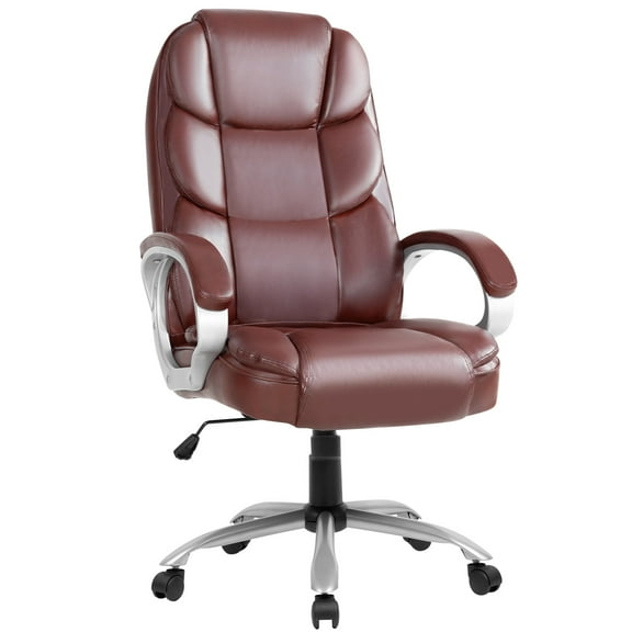 XPOPR Office Chair Desk Chair Ergonomic Computer Chair with Lumbar Support Arms Headrest PU Leather Modern Rolling Swivel Executive Chair Brown