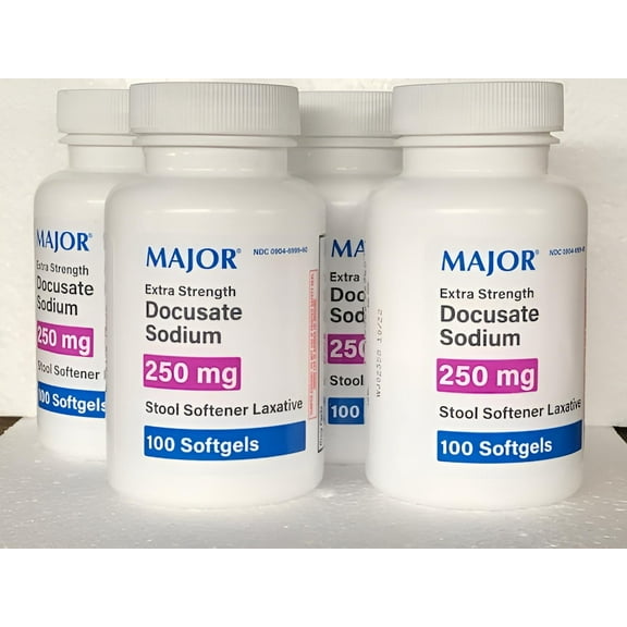 4 Pack Stool Softener 250mg. Major Docusate Sodium 250mg.