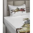 thumbnail image 2 of Ambesonne Colorful Fitted & Top Sheet Set with Sham, Middle Age Knights, Multicolor, 2 of 4