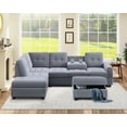 thumbnail image 2 of Convertible Sectional Sofa with Storage Ottoman and Reversible Chaise Lounge, L-Shaped Velvet Tufted Upholstered Corner Sofa with 2 Cup Holders for Living Room Bedroom Apartment, Gray, 2 of 7