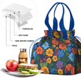 thumbnail image 4 of Pioneer Flower Drawstring Lunch Bag Women - Drawstring Lunch Bag Insulated for Work Office - Stain-Resistant Large Lunchbags for Women with Multi-Pockets, 4 of 6