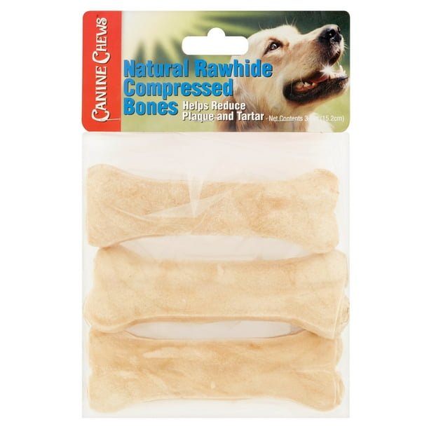 Canine Chews Natural Rawhide Compressed Bones, 3 count