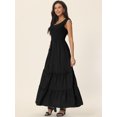 thumbnail image 3 of DARING DIVA Scoop Neck Ruffle Tiered Maxi Dress M Black, 3 of 6