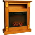thumbnail image 4 of Cambridge Sienna 34" Freestanding Teak Mantel Electric Fireplace Heater with Realistic Flames & Log Insert | Fireplace Console Heater For Rooms up to 210 Sq.Ft. with Storage Shelf & Remote Control, 4 of 19