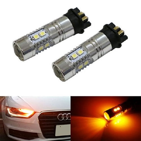 iJDMTOY (2) Amber Yellow Error Free PWY24W LED Bulbs Compatible With Audi A3 A4 A5 Q3 VW MK7 Golf CC Ford Fusion Front Turn Signal Lights, BMW F30 3 Series DRL Lamps