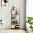 thumbnail image 3 of GIANNA 5-Shelf Wood and Metal Storage Shelf with Adjustable Feet, Waterproof & Scratch-Resistant, Rustic Brown, 3 of 5