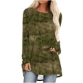 thumbnail image 4 of Jewelreauty Womens Round Neck Long Sleeve Shirts Casual Print Pullover Loose Tops Plus Size Tunic T-Shirts (2XL, Army Green), 4 of 6