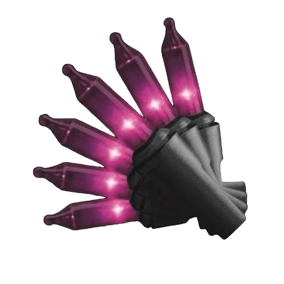 CC Christmas Decor Mini Christmas Light Set - Purple - 22 ft Black Wire - 100ct