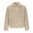 thumbnail image 5 of ZUKMRJPC Mens Quarter Zip Fleece Sweatshirt Long Sleeve Loose Fit Solid Color Fluffy Pullover Sweatshirt Fall Winter Warm Tops with Kangaroo Pocket, 5 of 6