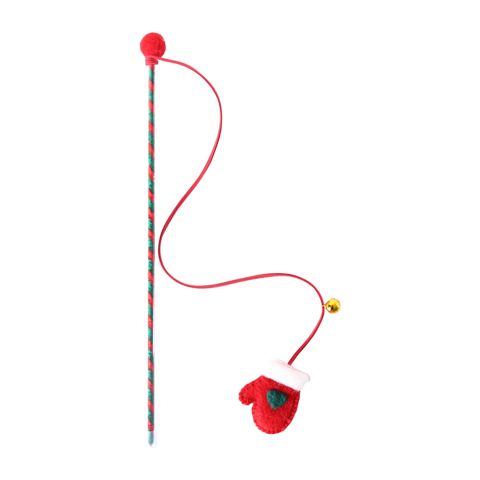 DOPI Cats Wand Toy Christmas Accessories Pet Interactive Soft Cats Teaser Rod Toy with Bell Cats Supplies