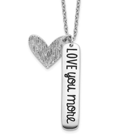 Auriga Fine Jewelry 925 Sterling Silver Rhodium-plated Heart LOVE YOU MORE Necklace 18" for Women