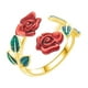 thumbnail image 1 of Anillo de rosas Anillo ajustable abierto de rosas con goteo de aceite Accesorios para mujer Chica para regalar, 1 of 2