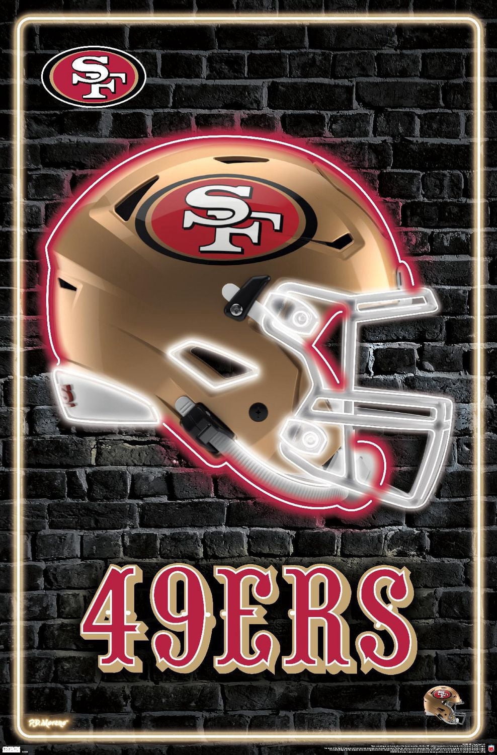 NFL San Francisco 49ers - Neon Helmet 23 Wall Poster, 22.375" x 34"