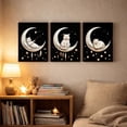 thumbnail image 2 of Artiluxy Set of 3 Cat Moon Canvas Wall Art, 12x16 Inch Whimsical White Cat Prints, Dreamy Night Animal Artwork on Stretched Canvas for Bedroom Nursery Decor, 2 of 5