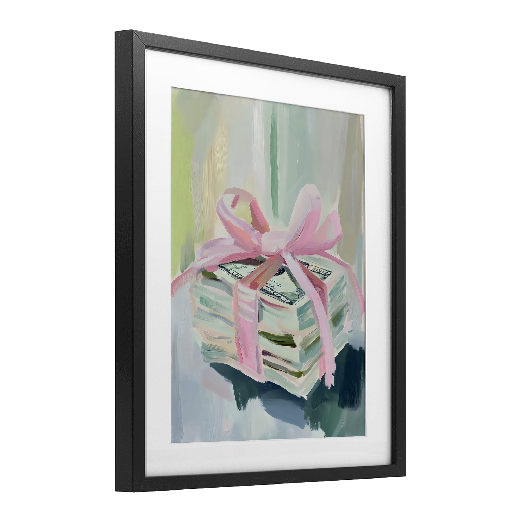 Stupell Industries Pink Bow Cash Bundle Black Framed Print Under Glass, design by The Prints Vibe