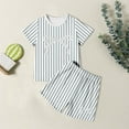 thumbnail image 1 of Ensemble de Pyjama d'Été pour Filles Style Coréen Confortable à Rayures Manches Courtes Deux Pièces pour Usage Quotidien et Extérieur, 1 of 3