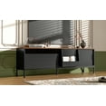 thumbnail image 5 of Euroco 70.8'' Modern TV Stand for TVs up to 75 Inches, Entertainment Center with Storage Space, Sliding Doors, Adjustable Shelves and Metal Frame, Mid Century Modern Media TV Console Table, 5 of 12