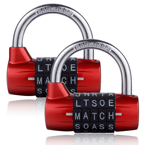 Amdohai 2 Pack Padlock 5 Letter Word Lock,5 Digit Combination Lock,Gym Locker Lock,Safety Padlock for School