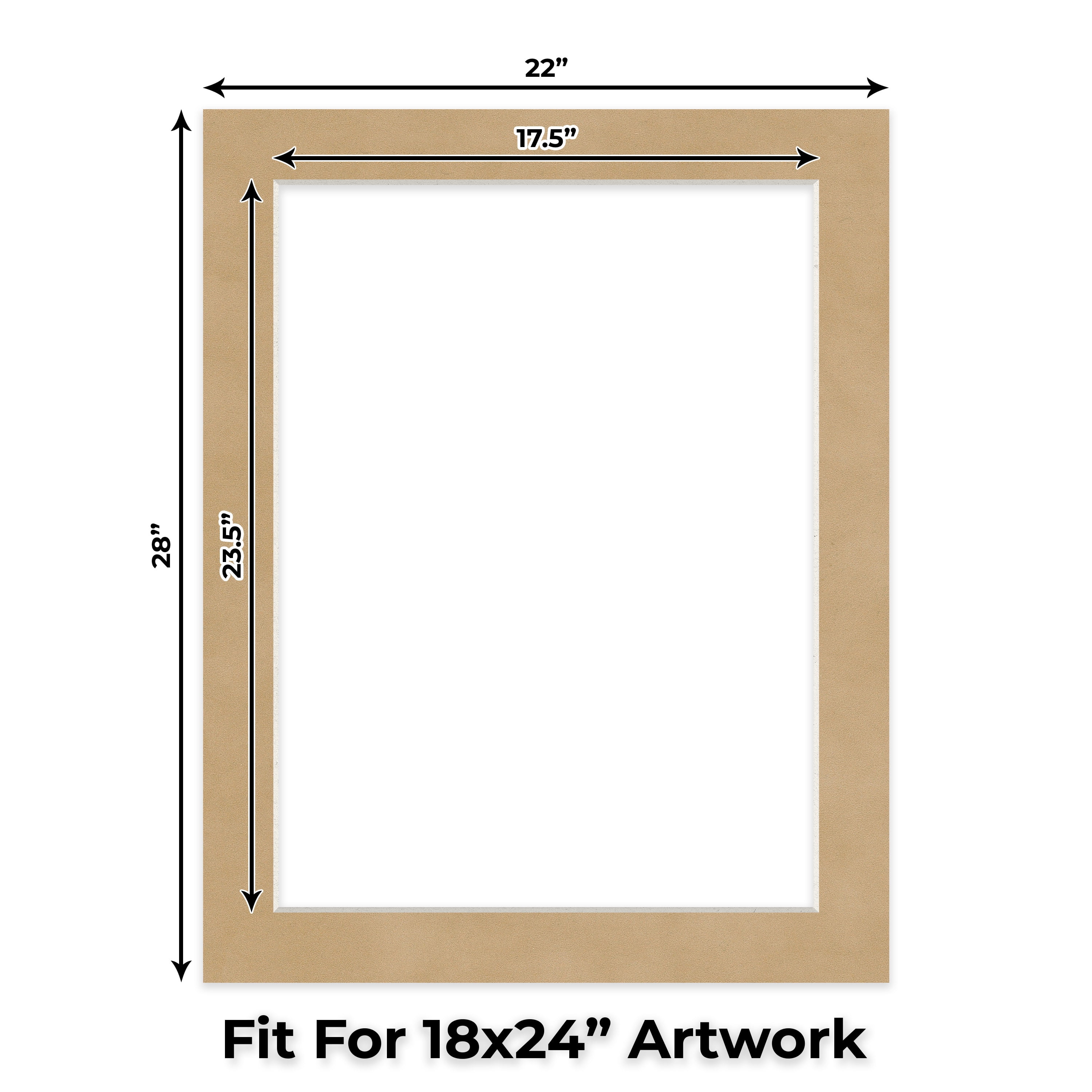 Beige Suede Picture Frame Mat for 22x28 Frames - Fits 18x24 Photos - 10 Mats