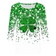 thumbnail image 2 of TaTaai Women Loose Casual Crew Neck Top St. Patrick's Day Green Print 3/4 Sleeve Fashion Tee Ladies Spring Daily Outdoor Wear Soft Comfortable Non-See-Through No Fading Stylish Gift, 2 of 5