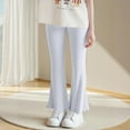 thumbnail image 2 of FAIWAD Kids Girls Flared Pants Solid Color Elastic Waistband Bell Bottom Pants Teens Yoga Dance Athletic Joggers, 2 of 6