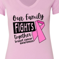 thumbnail image 4 of Inktastic Our Family Fights Together Breast Cancer Awareness Women's V-Neck T-Shirt, 4 of 5