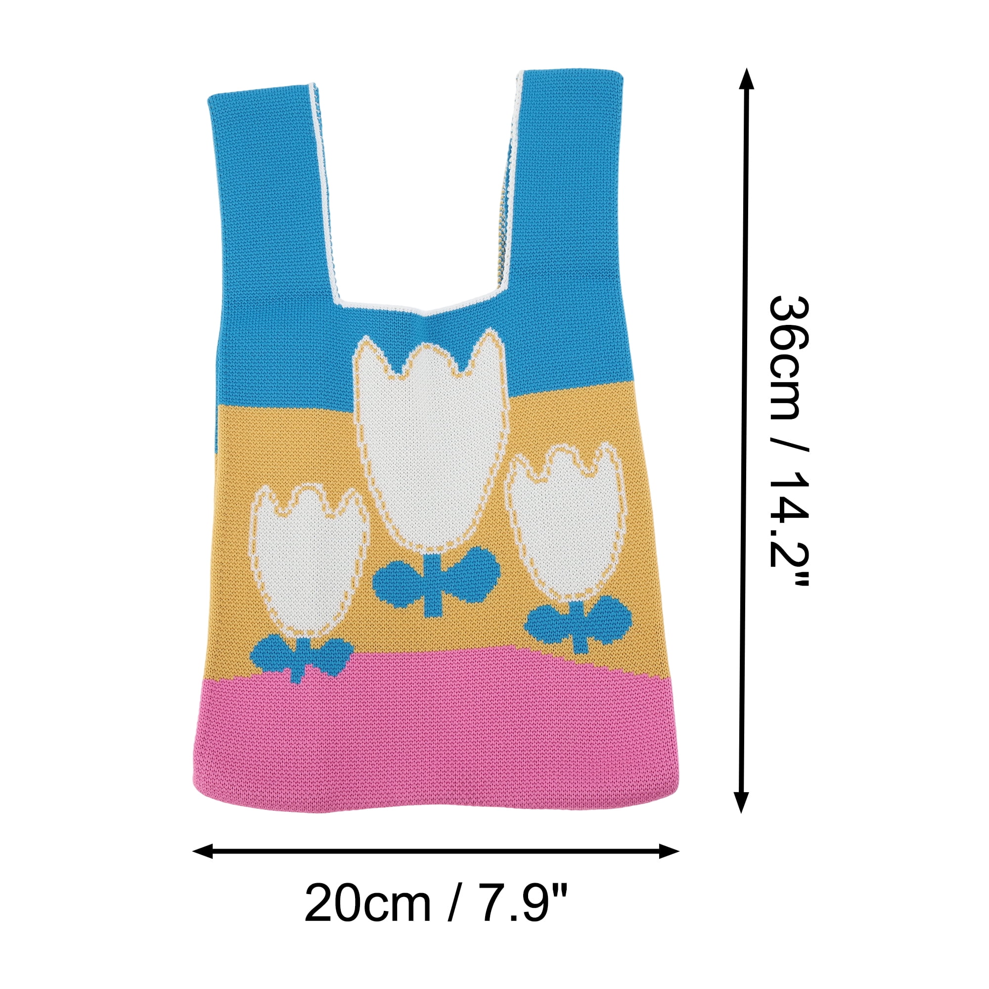 Unique Bargains Flowers Knitted Wrist Bag for Everyday Use and Special Occasion Multicolor