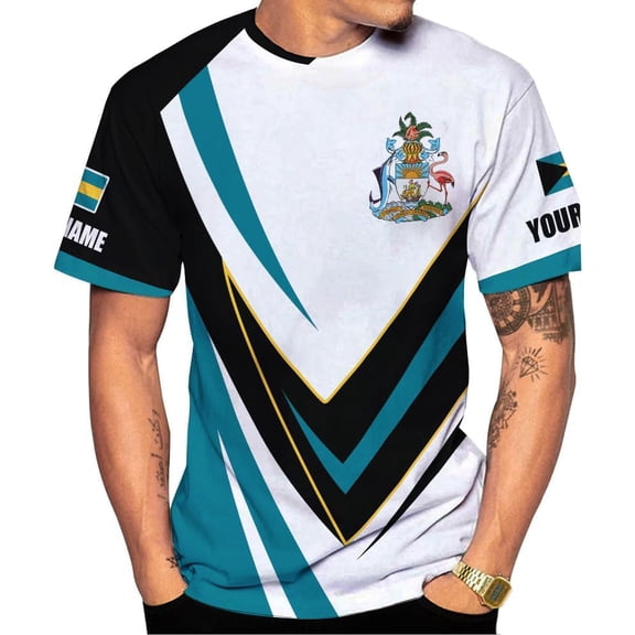 Personalized Bahamas Shirt 3D Custom Bahamas Flag Shirt for Men and Women Bahamas Pride Shirt (T-shirt, S)