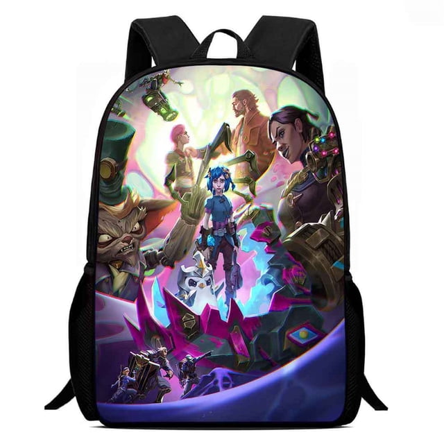 NAOJIE Arcane Anime Personnage Poudre Imprimé Sac d'École & Sac à Dos Léger Robuste et Durable & Rentrée des Classes Outils Quotidiens pour Étudiants(A)