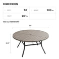 thumbnail image 4 of DIFY 50" Round Metal Patio Dining Table for 6, Outdoor Dining Table with Umbrella Hole,Graywood, 4 of 5