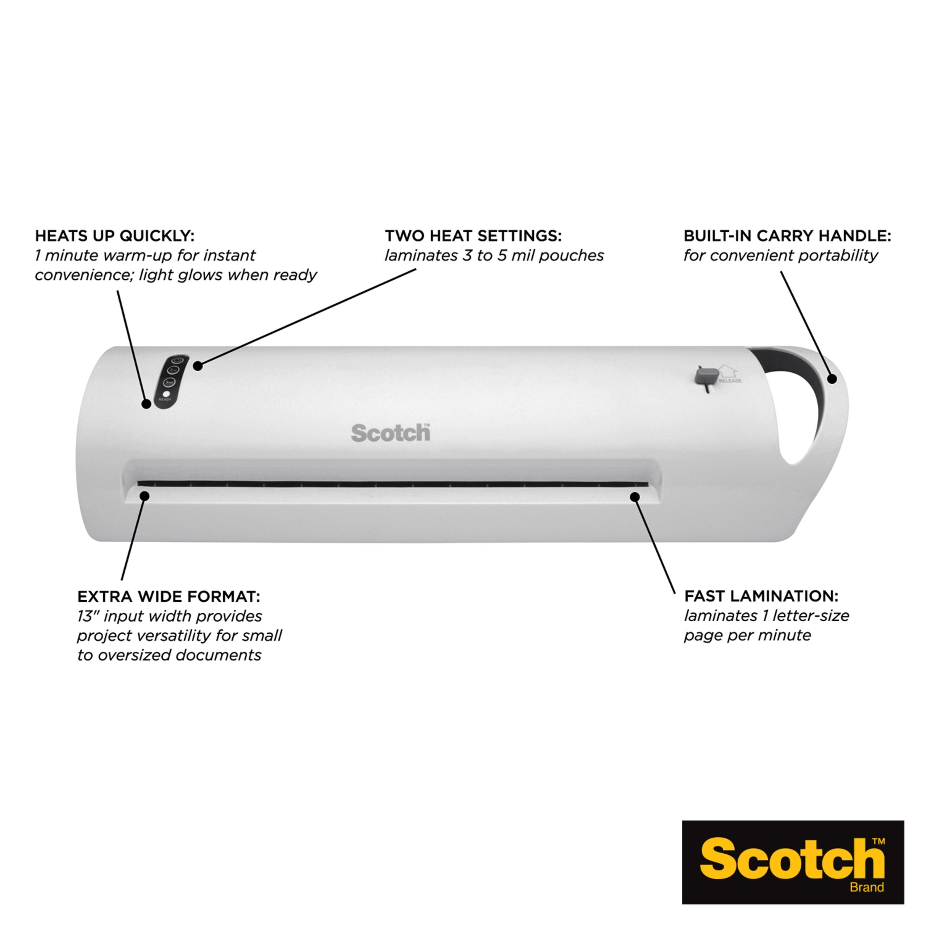 Amazon Com Scotch Thermal Laminator And Pouch Bundle 2 Roller System Laminate Up To 9 Wide Tl901x With Scotch Laminating Pouches 100 Pack Tp3854 100 Office Products