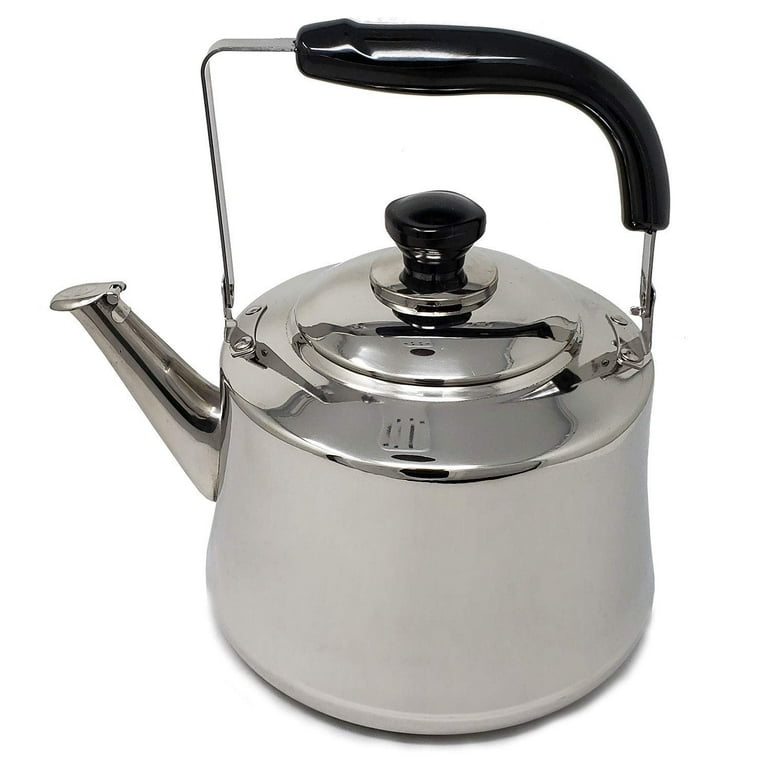 5 Liter Polished Mirror-Finish Stainless Steel Whistling Capsule Base  Stovetop Teakettle Tea Kettle Teapot, Gas Electric Induction Compatible