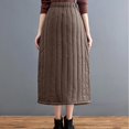 thumbnail image 5 of KHONTS Women's Winter Elastic Waist A-Line Quilted Midi Long Insulated Skirt with Pockets Coffee L, 5 of 8