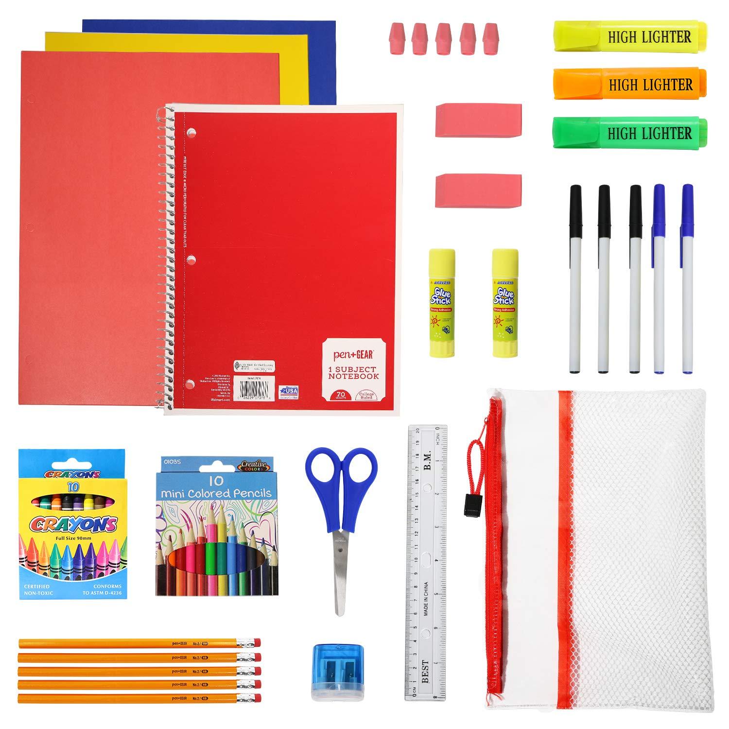 Moda West School Supplies Kit Stationery Notebook Accessories Colors 50 Sheets 12 Count 12 Pack