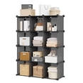 thumbnail image 1 of 12-Cube Entryway Storage Cabinet – Modular PVC Organizer Shelf, Stackable Design for Shoe Rack, Bookcase, or Closet Storage – Easy Assembly, Space-Saving Solution for Home – Black, 1 of 8