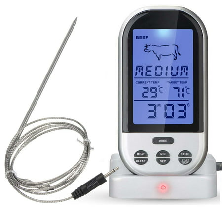 Wireless Digital Thermometer LCD Remote BBQ Grill Meat Kitchen Oven Food