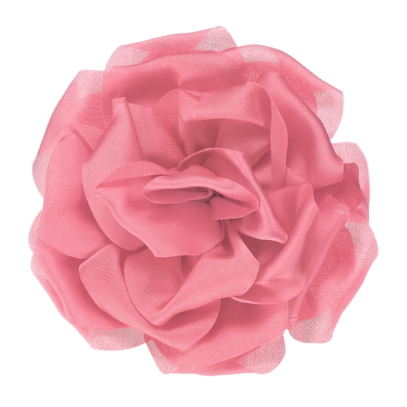 Uxcell Rose Flower Brooches for Women, Handmade Satin Fabric Big Peony Hair Flowers Clips for Wedding[10cm, Light Watermelon Red]