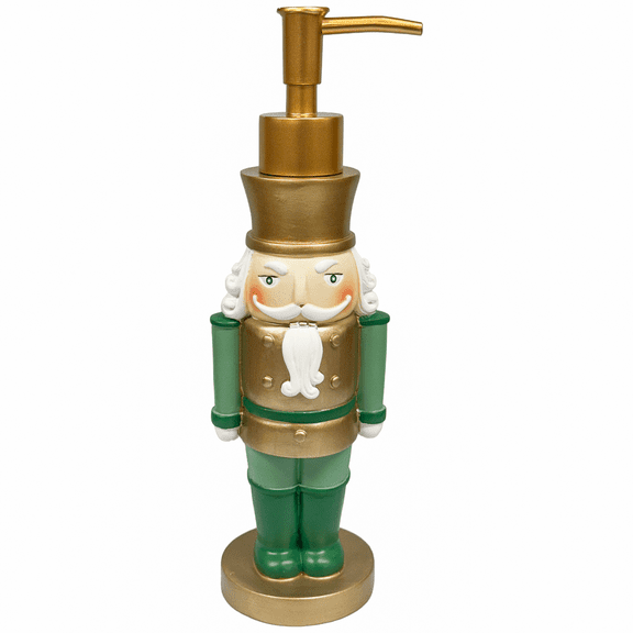 9.5-Inch Christmas Nutcracker Soap & Lotion Dispenser with Pump, Decorative Holiday Countertop Dispenser for Kitchen or Bathroom