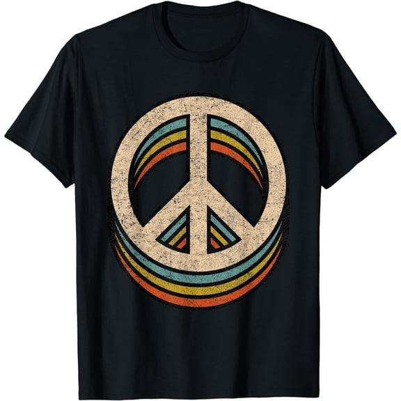 Peace Sign Cool Vintage 60s 70s 80s Women Men Casual Graphic T-Shirt